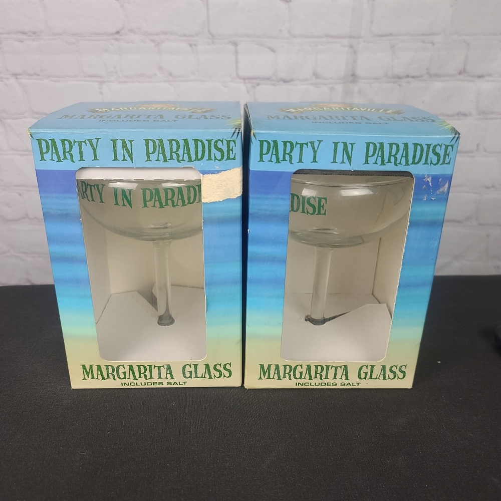 Margaritaville Jimmy Buffet  Party  in Paradise Margarita Glasses.